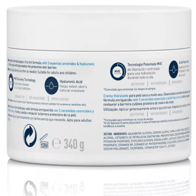 CeraVe Crema Hidratante 340g: Hidratación Profunda para Piel Sensible