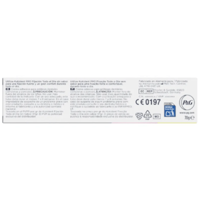 Kukident Pro Fijación Todo el Día Sin Sabor 70g para Prótesis