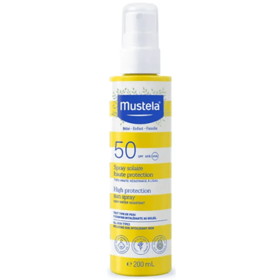 Mustela Spray Solar SPF 50 200ml para bebés, niños y piel sensible