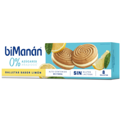 BiManán Galletas de Limón Sin Azúcares, Sin Gluten, 8 uds