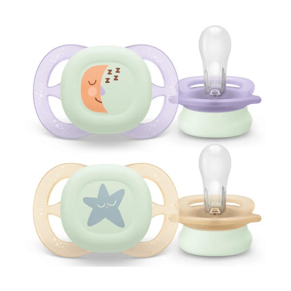 CHUPETE SILICONA PHILIPS AVENT ULTRA START NOCTURNO 0-2 MESES 2 UNIDADES NIÑO