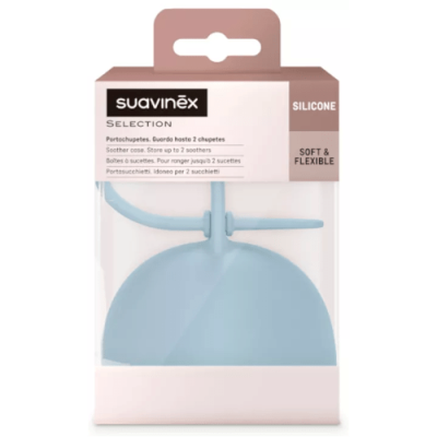 Suavinex Portachupetes Essence Azul de Silicona para 2 chupetes