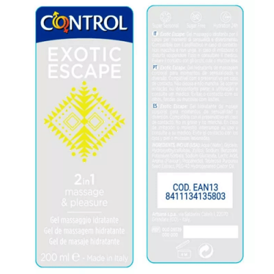 Control Gel Masaje 2 en 1 Exotic Escape 200ml - Placer y frescura