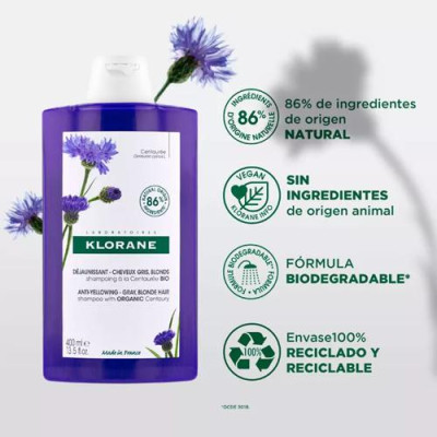 Klorane Champú Centaurea Reflejos Plateados 400ml para Canas
