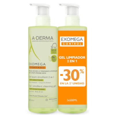 A-Derma Exomega Gel Limpiador 2x500ml para piel atópica