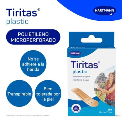 Tiritas Plastic 20 uds: resistentes al agua e hipoalergénicas