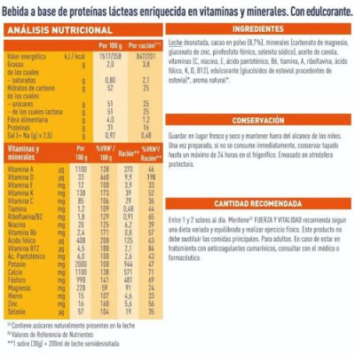 Meritene Fuerza y Vitalidad Vainilla 2x15 Sobres Sin Gluten