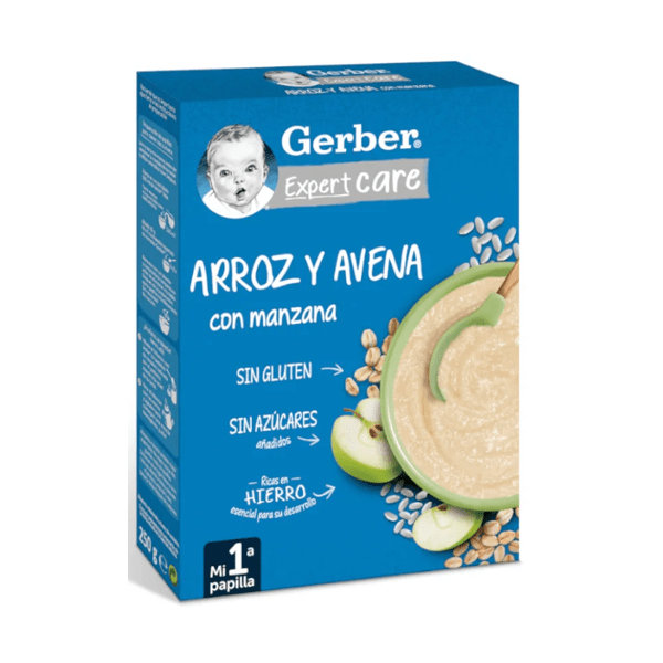 GERBER EXPERTCARE ARROZ Y AVENA CON MANZANA 1 ESTUCHE 250 G