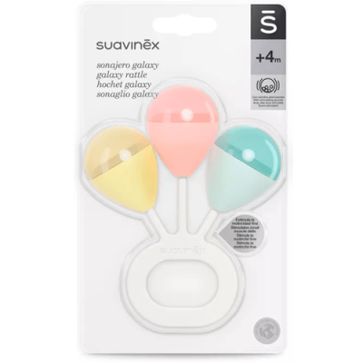 Sonajero azul con tres maracas para bebés desde 4 meses