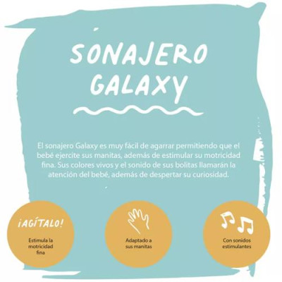 Sonajero azul con tres maracas para bebés desde 4 meses