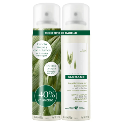 Klorane Champú Seco Avena Duplo 2x150ml - Limpieza Cabello Graso
