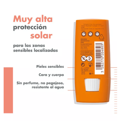 Avène Solar Stick SPF50+ Protección Zonas Sensibles 8g