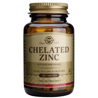 Zinc Quelado en Comprimidos para Piel, Cabello y Uñas Sanos