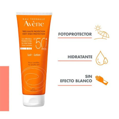 Avène Leche Solar SPF50+ 250ml para piel sensible resistente al agua