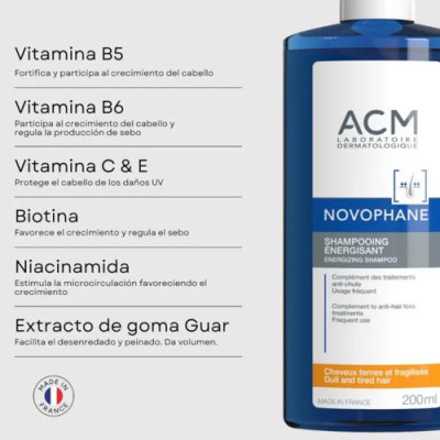 ACM Novophane Champú Energizante 500ml para cabello frágil