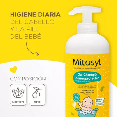 Mitosyl Gel Champú Infantil Dermoprotector 490ml, vegano y natural