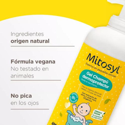 Mitosyl Gel Champú Infantil Dermoprotector 490ml, vegano y natural