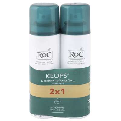 Roc Keops Deo Spray Seco Duplo 2x150ml 24h protección piel normal