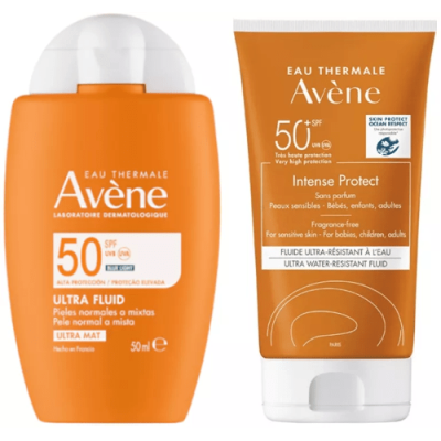 Pack Avène Solar Ultra Mat e Intense Protect SPF50+ para piel grasa