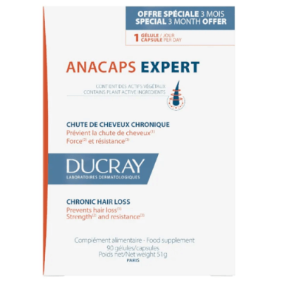 Ducray Anacaps Expert 3x30: anticaída de cabello, vitaminas y zinc