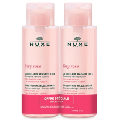 Nuxe Very Rose Duplo Agua Micelar 3 en 1 2x400ml limpia y calma