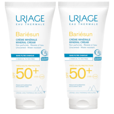 Uriage Bariésun Crema Mineral SPF 50+ 2x100ml para piel sensible