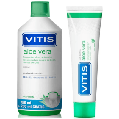 Pack Vitis Aloe Vera: Enjuague 1000ml + Pasta Dental 100ml