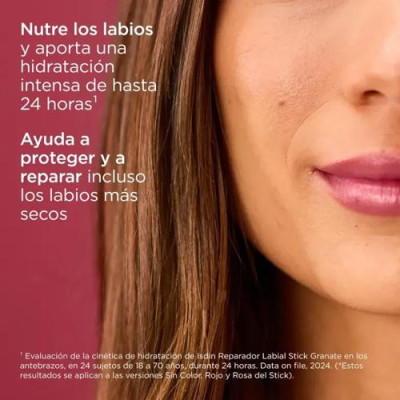 Isdin Reparador Labial Stick Granate 4g, hidratación y color