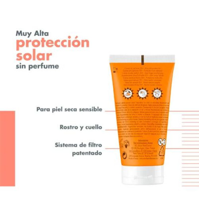 Avène Crema Solar SPF50+ Sin Perfume, Protección 3x50ml
