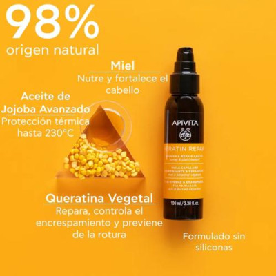 Apivita Keratin Repair Aceite Capilar 100ml - Brillo y Suavidad