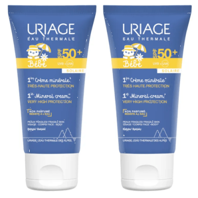 Uriage Bebé Crema Mineral SPF 50+ 2x50ml Protector Solar Niños