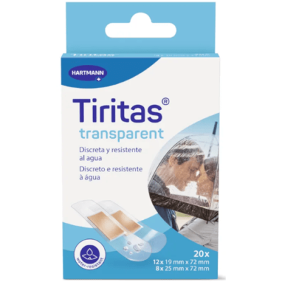 Tiritas Transparentes 20 Uds, Resistentes al Agua y Discretas